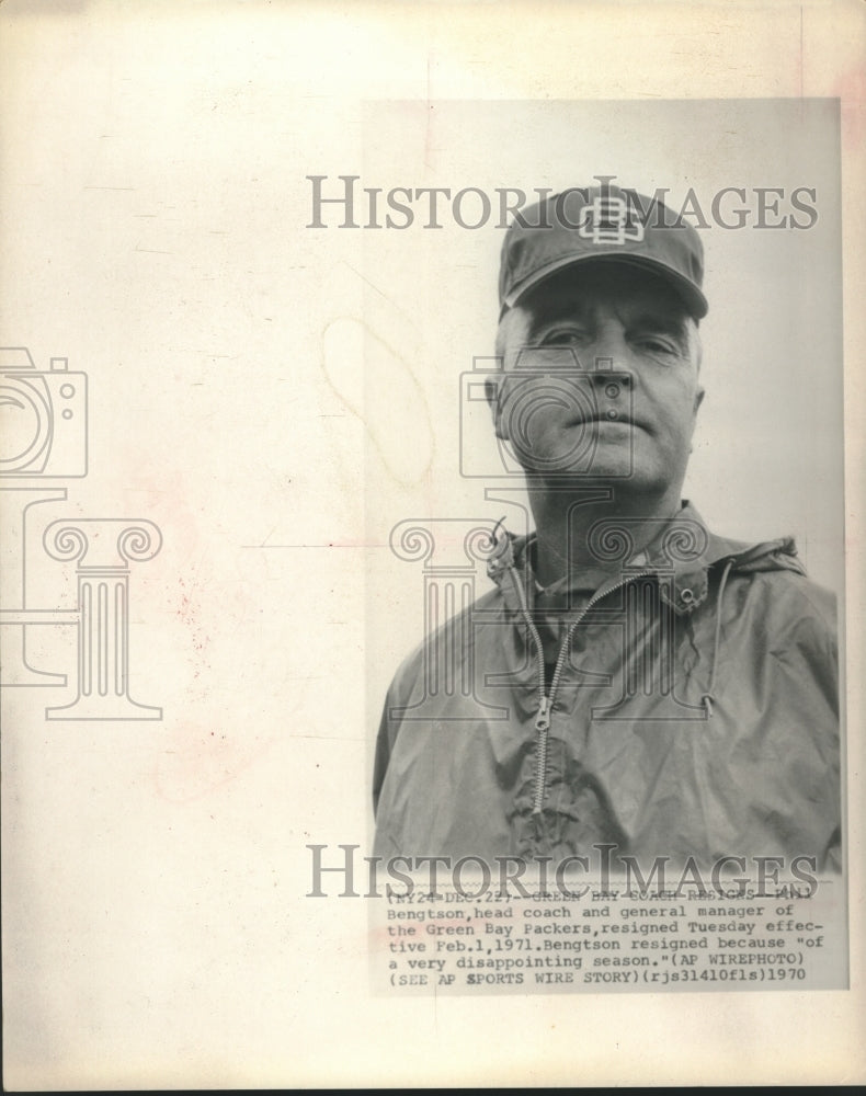 1970 Press Photo Phil Bengtson, Green Bay Packers Head Coach and General Manager- Historic Images