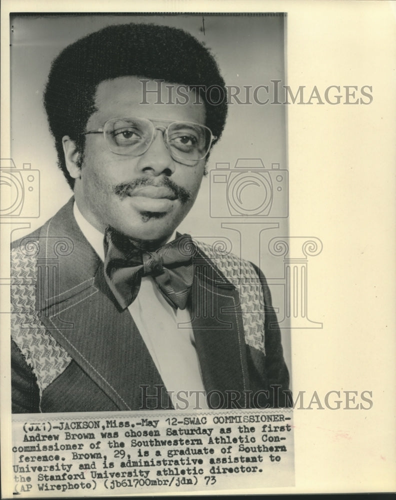 1973 Press Photo Andrew Brown, Southwestern Athletic Conference Commissioner- Historic Images