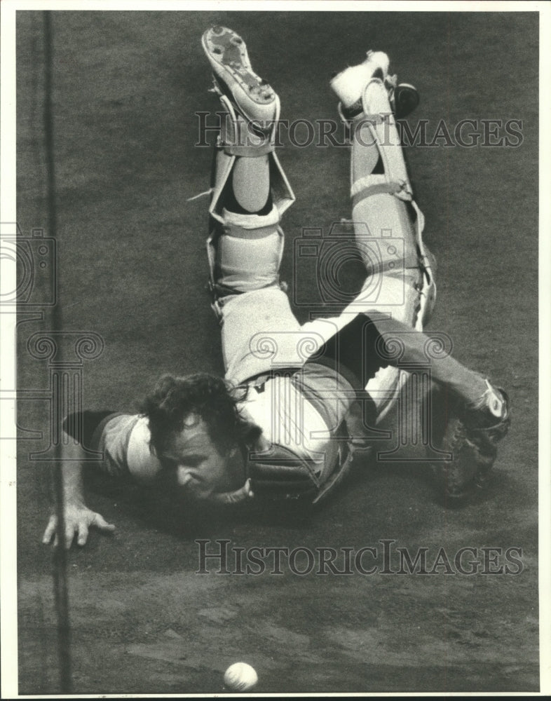 1982 Press Photo Alan Ashby, Astros Basebal Catcher at Mets Game - hcs00501- Historic Images