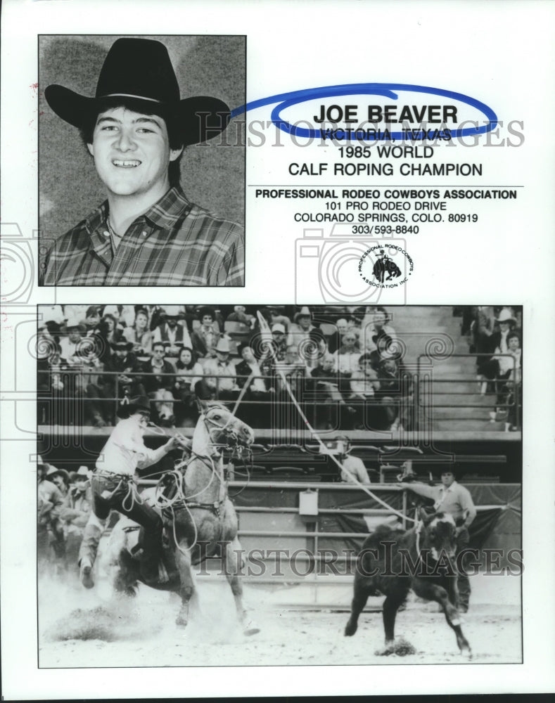 1986 Press Photo Joe Beaver, Victoria, TX., 1985 World Rodeo Calf Roping Champio- Historic Images