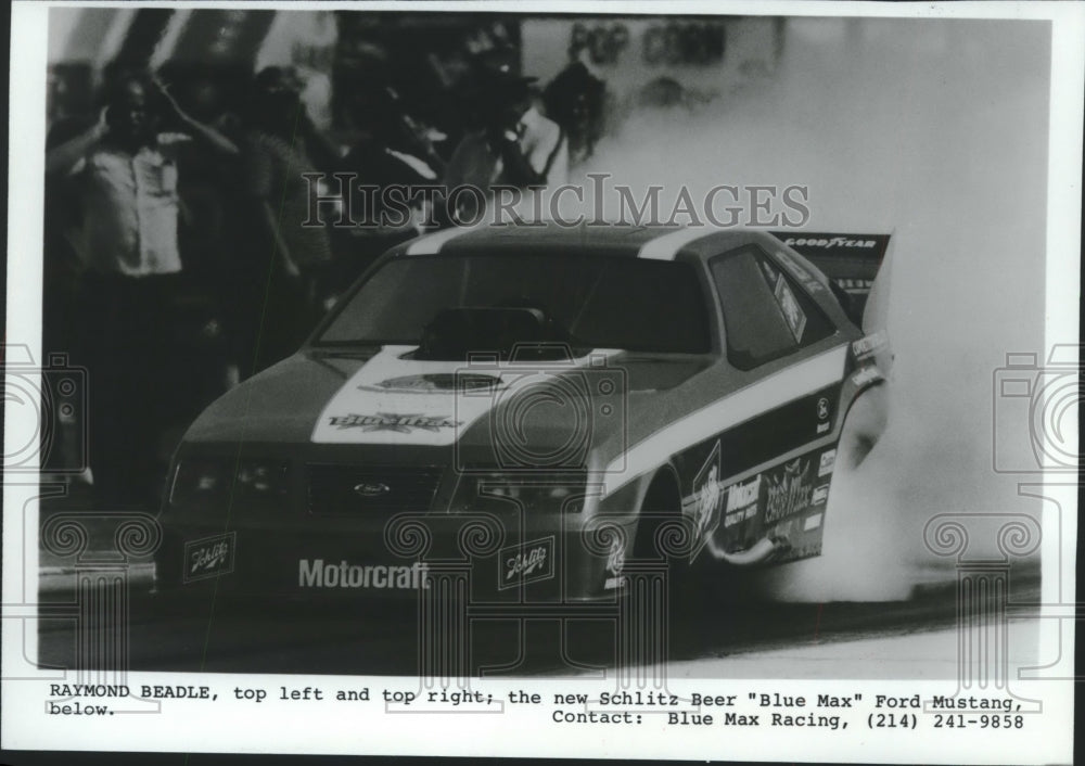 1984 Press Photo Car Racing-Raymond Beadle in Schlitz&#39;s &quot;Blue Max&quot; does burnout- Historic Images