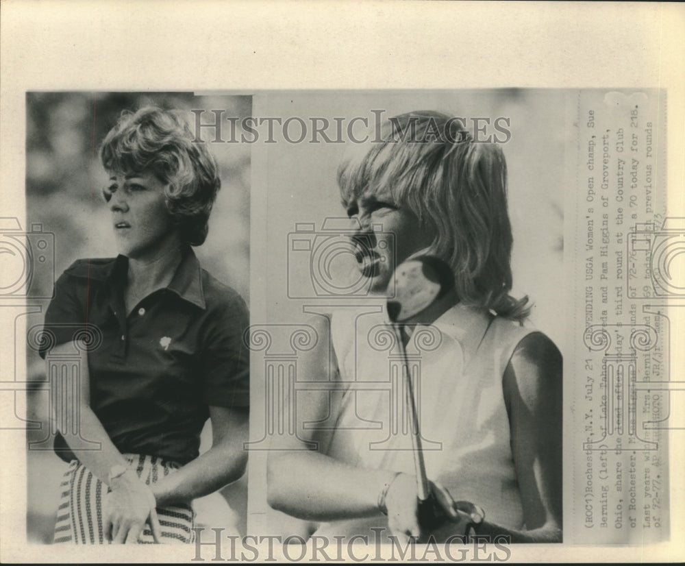 1973 Press Photo Pro Womens golfers Sue Berning and Pam Higgins in Rochester, NY- Historic Images