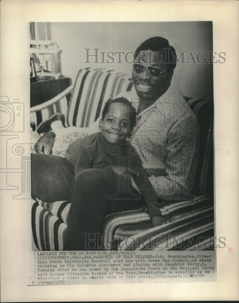 1972 Press Photo John Brockington, Green Bay Packers, named Rookie of the Year- Historic Images