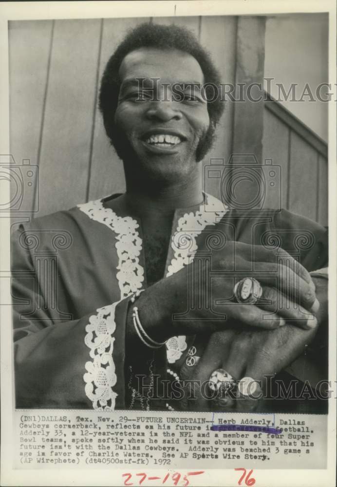 1972 Press Photo Herb Adderley, cornerback for the Dallas Cowboys football team- Historic Images