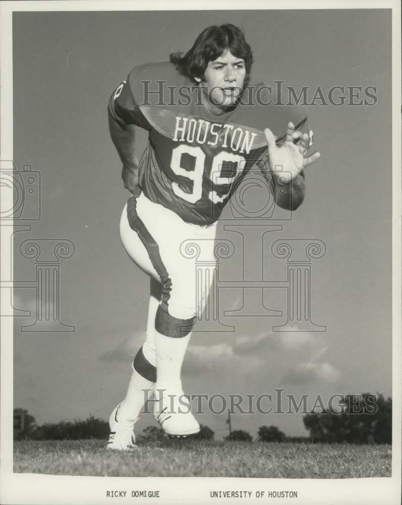 1977 Press Photo Ricky Domigue, football player for the University of Houston- Historic Images