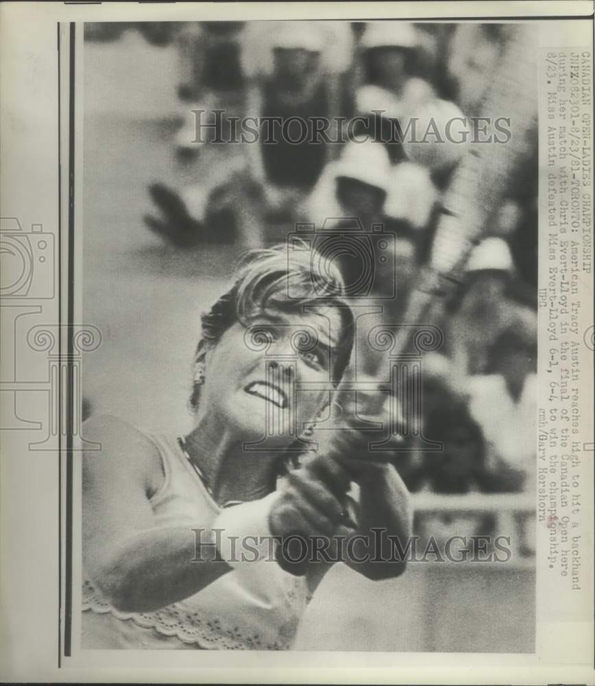 1981 Press Photo Tracy Austin competes in the final of Canadian Open in Toronto- Historic Images