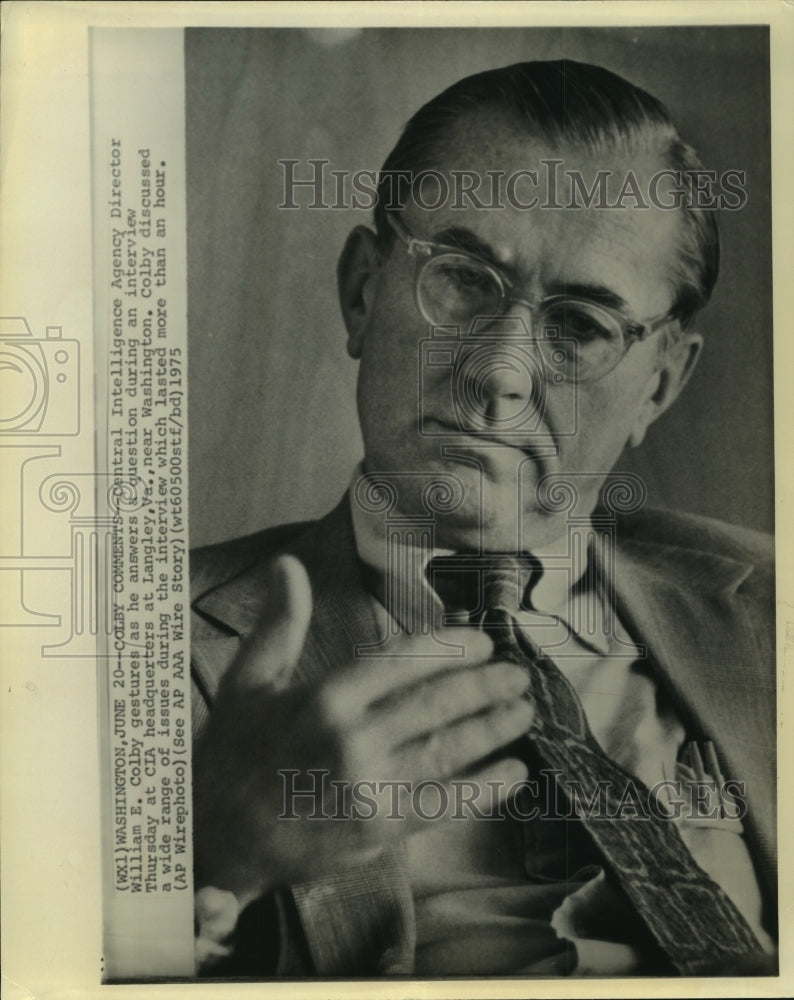 1975 Press Photo William Colby, Director, Central Intelligence Agency- Historic Images