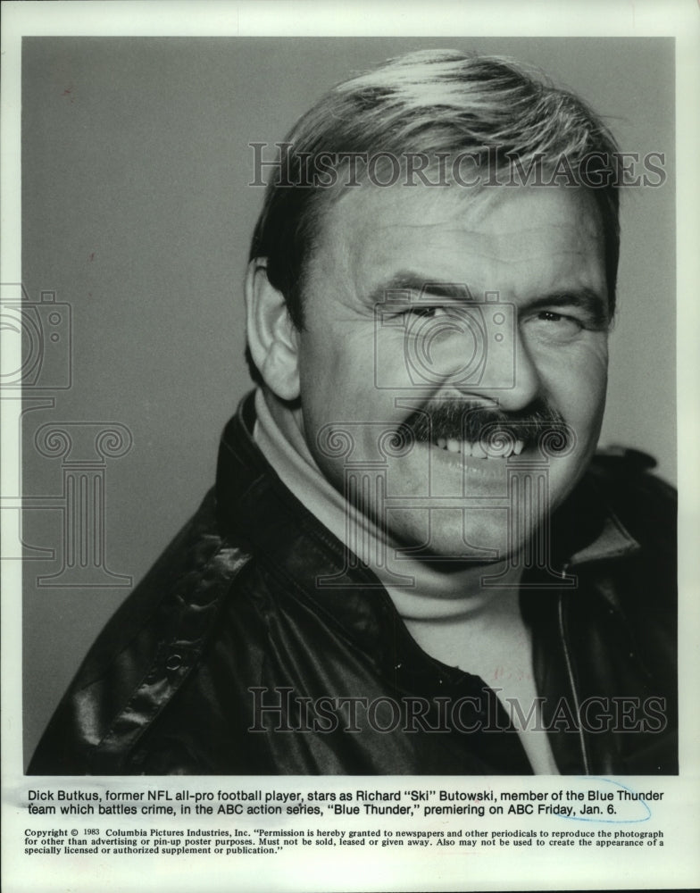 1983 Press Photo NFL all-pro Dick Butkus to star in ABC series, &quot;Blue Thunder&quot;- Historic Images