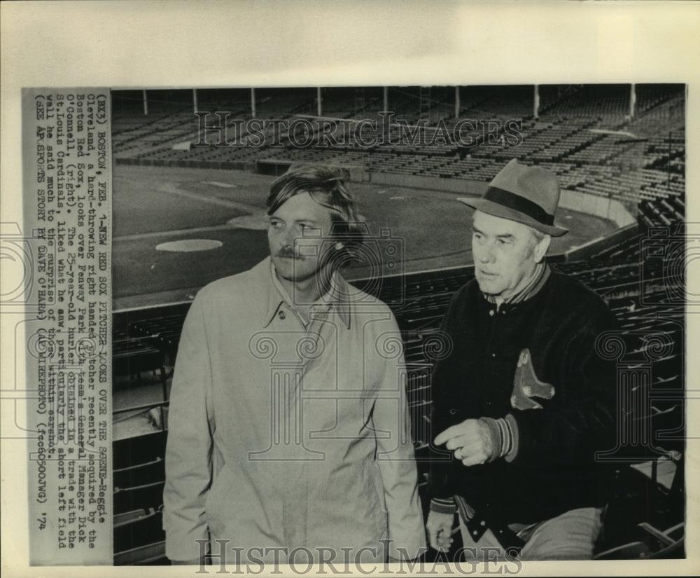 1974 Press Photo New Boston Red Sox pitcher Reggie Cleveland at Fenway Park- Historic Images