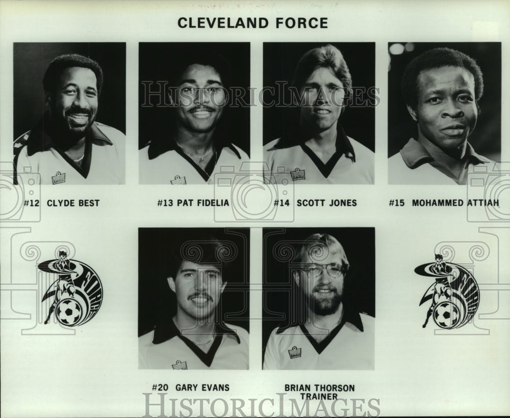 1984 Press Photo Members of Major Indoor Soccer League&#39;s Cleveland Force- Historic Images