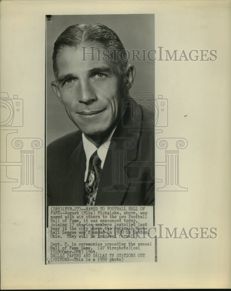 1964 Press Photo August (Mike) Michalske named to Pro Football Hall of Fame- Historic Images