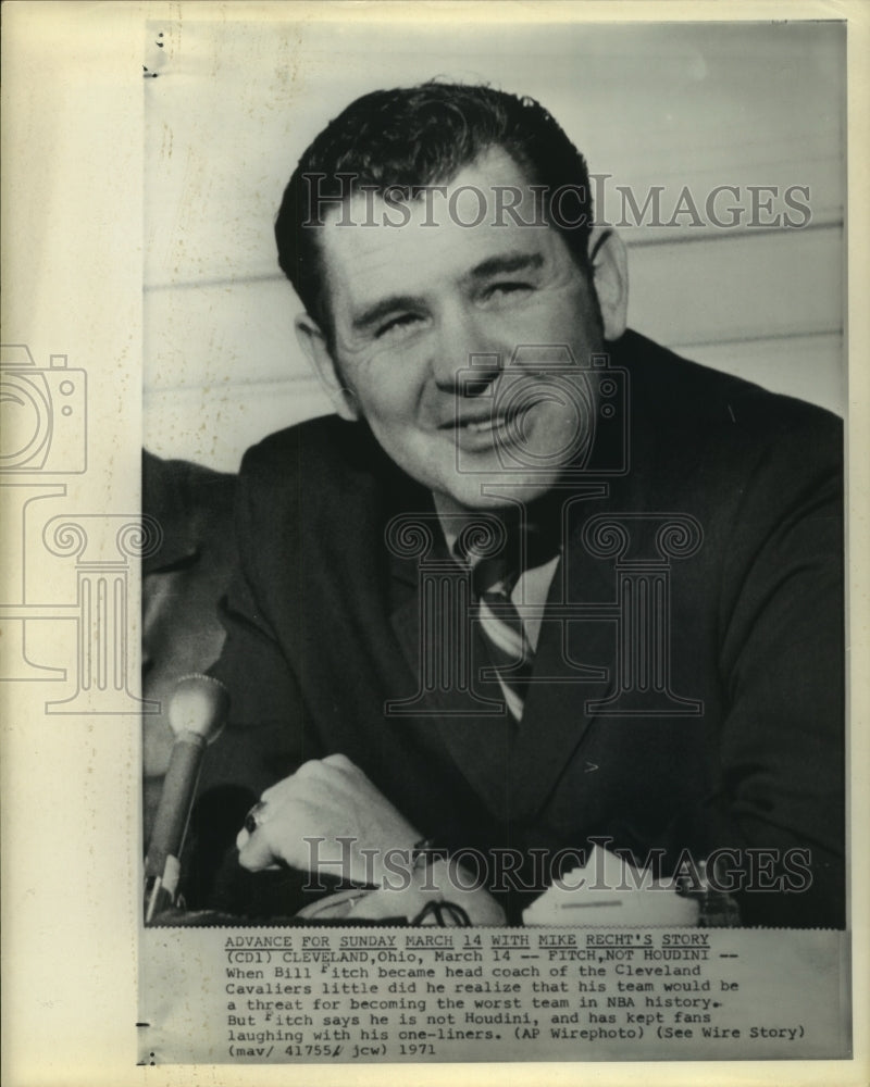 1971 Press Photo Cleveland Cavaliers head basketball coach Bill Fitch- Historic Images