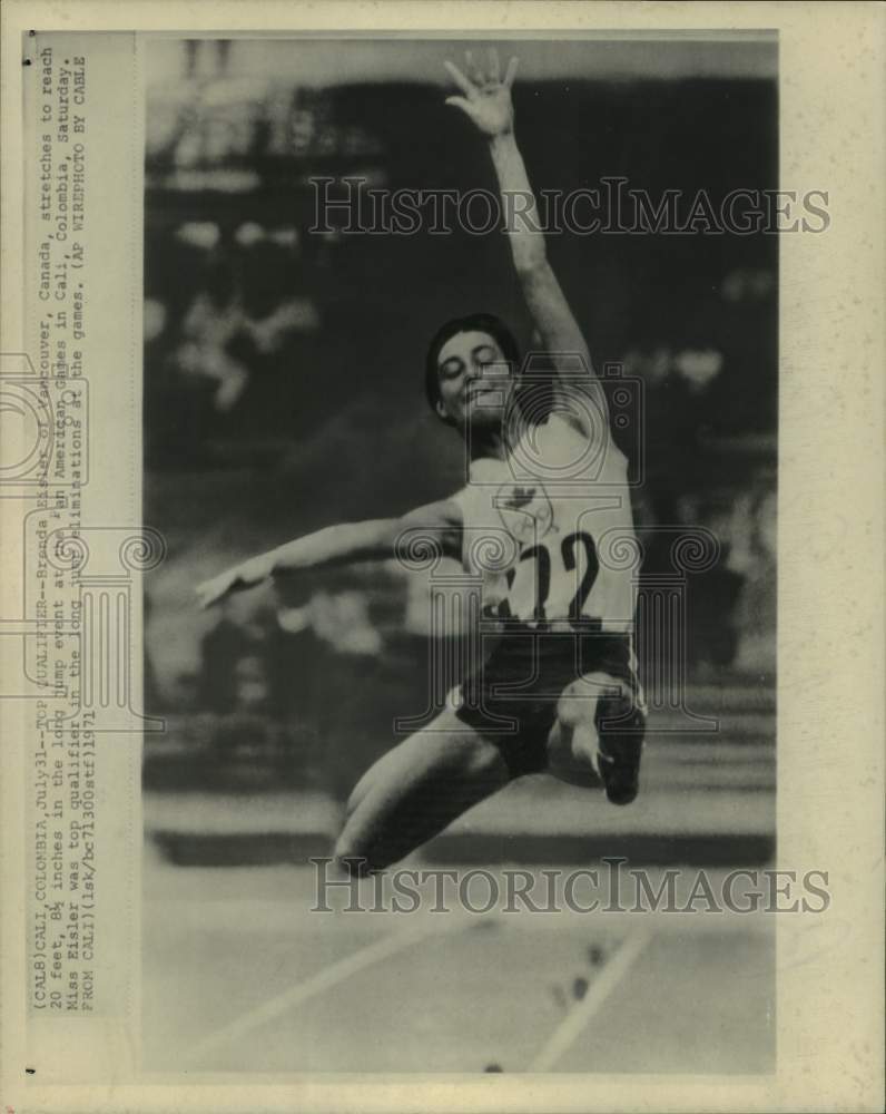 1971 Press Photo Brenda Eisler in long jump event at Pan American Games in Cali- Historic Images