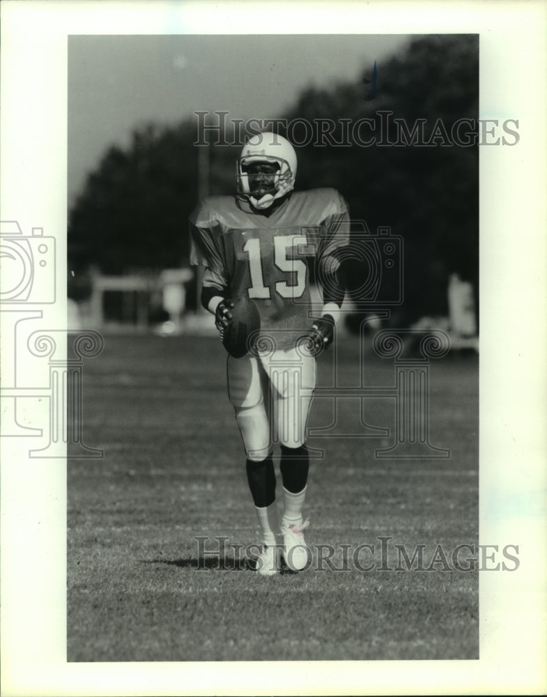 1987 Press Photo Houston Oilers&#39; rookie receiver Curtis Duncan at practice.- Historic Images