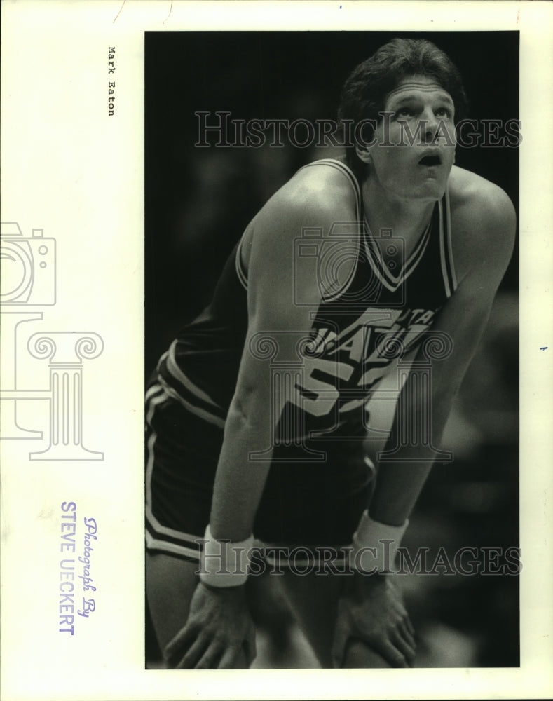 1985 Press Photo Utah Jazz basketball player Mark Eton is MBA&#39;s top shot blocker- Historic Images