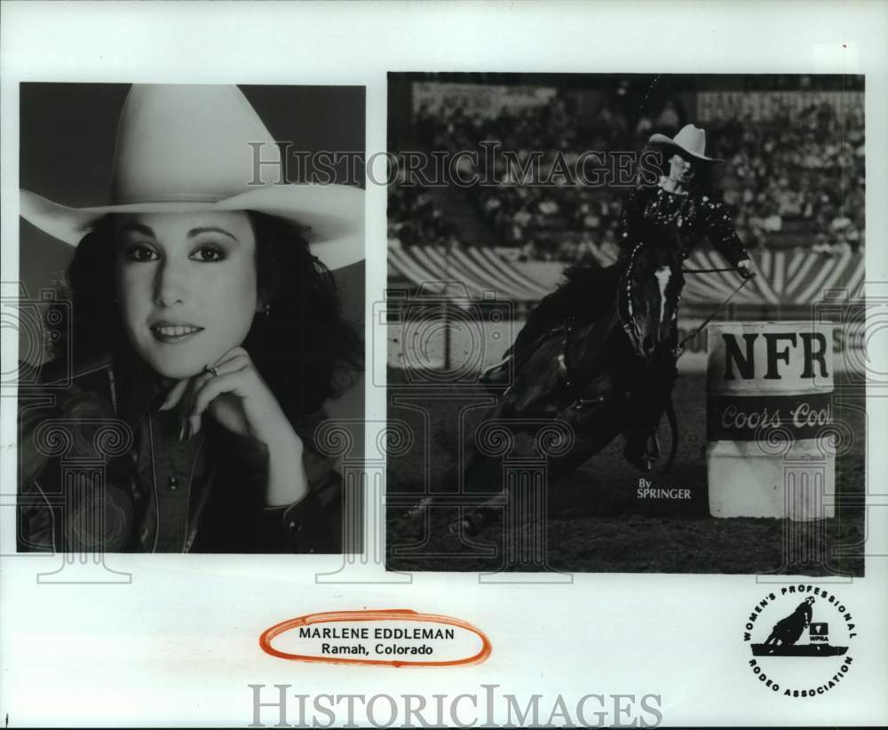 1990 Press Photo Cowgirl Marlene Eddleman of Ramah, Colorado - hcs05354- Historic Images