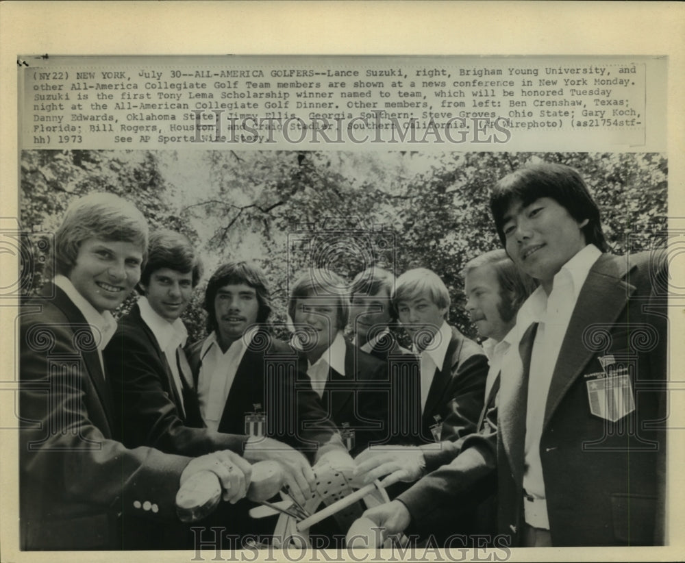 1973 Press Photo All-America Collegiate Golf Team members before Awards Dinner.- Historic Images