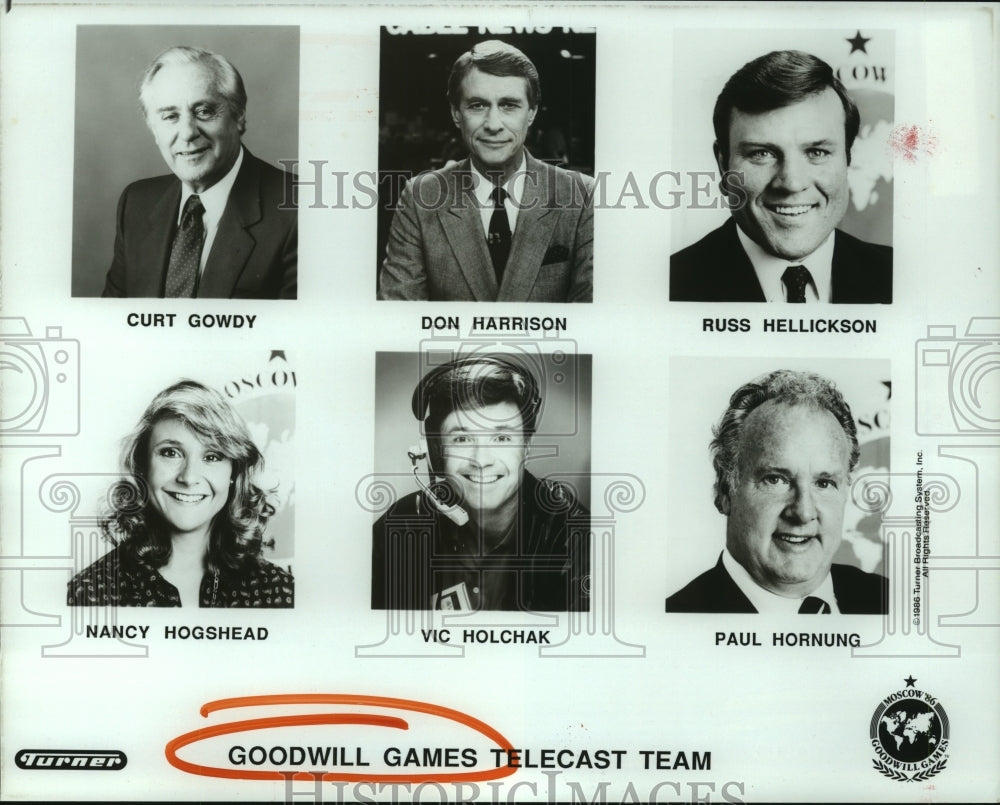 1986 Press Photo Goodwill Games telecast commentator team. - hcs05436- Historic Images