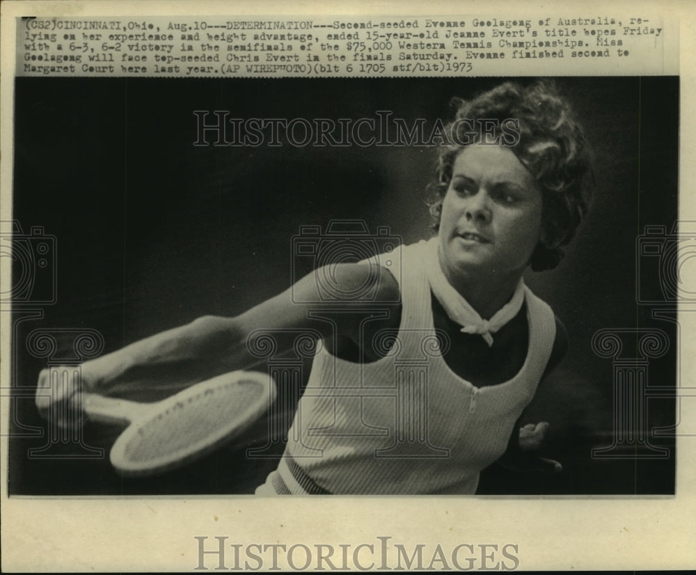 1973 Press Photo Professional tennis player Evonne Goolagong at Western Open.- Historic Images