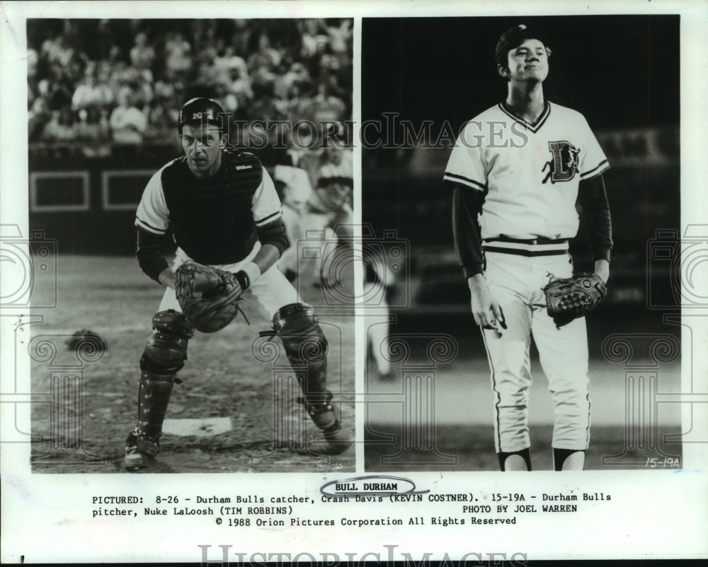 1988 Press Photo Actors of Orion Pictures baseball movie &quot;Bull Durham.&quot;- Historic Images
