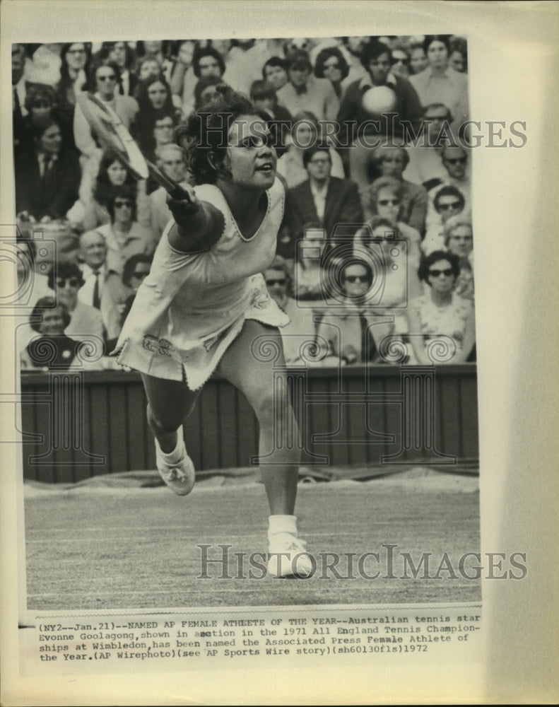 1972 Press Photo Tennis star Evonne Goolagong named Female Athlete of the Year.- Historic Images