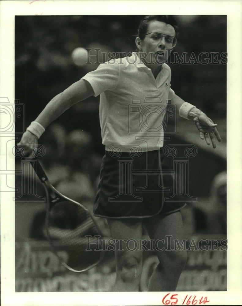 1982 Press Photo Pro tennis star Billie Jean King at Avon Championships, Houston- Historic Images