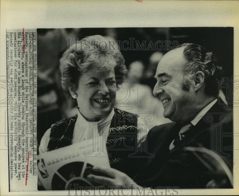 1972 Press Photo NBA commissioner Walter Kennedy, wife Marion, NBA All-Star game- Historic Images