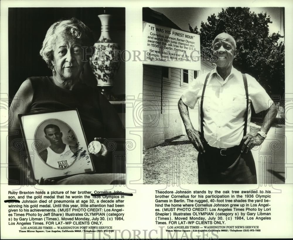 Press Photo Ruby Braxton, Theodore Johnson remember Olympian brother - Cornelius- Historic Images