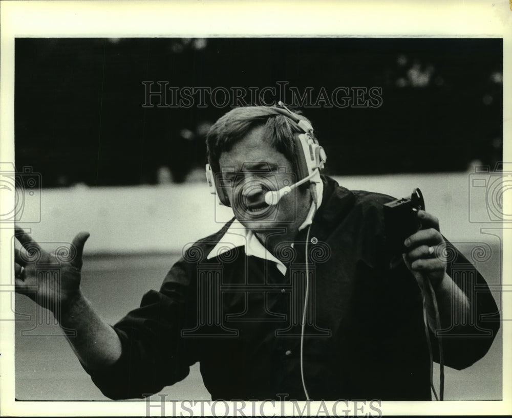 1979 Press Photo Rice football coach Ray Alborn appears adamant along sideline.- Historic Images