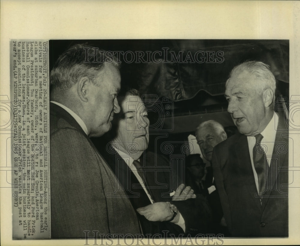 1965 Press Photo AL President, Joe Cronin; Boston owner, Tom Yawkey; Ford Frick- Historic Images