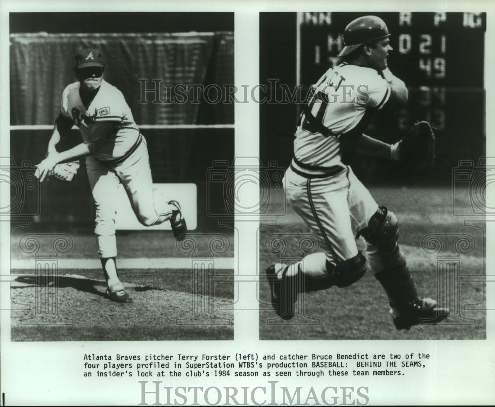 1986 Press Photo Atlanta Braves&#39; pitcher Terry Forster &amp; catcher Bruce Benedict.- Historic Images