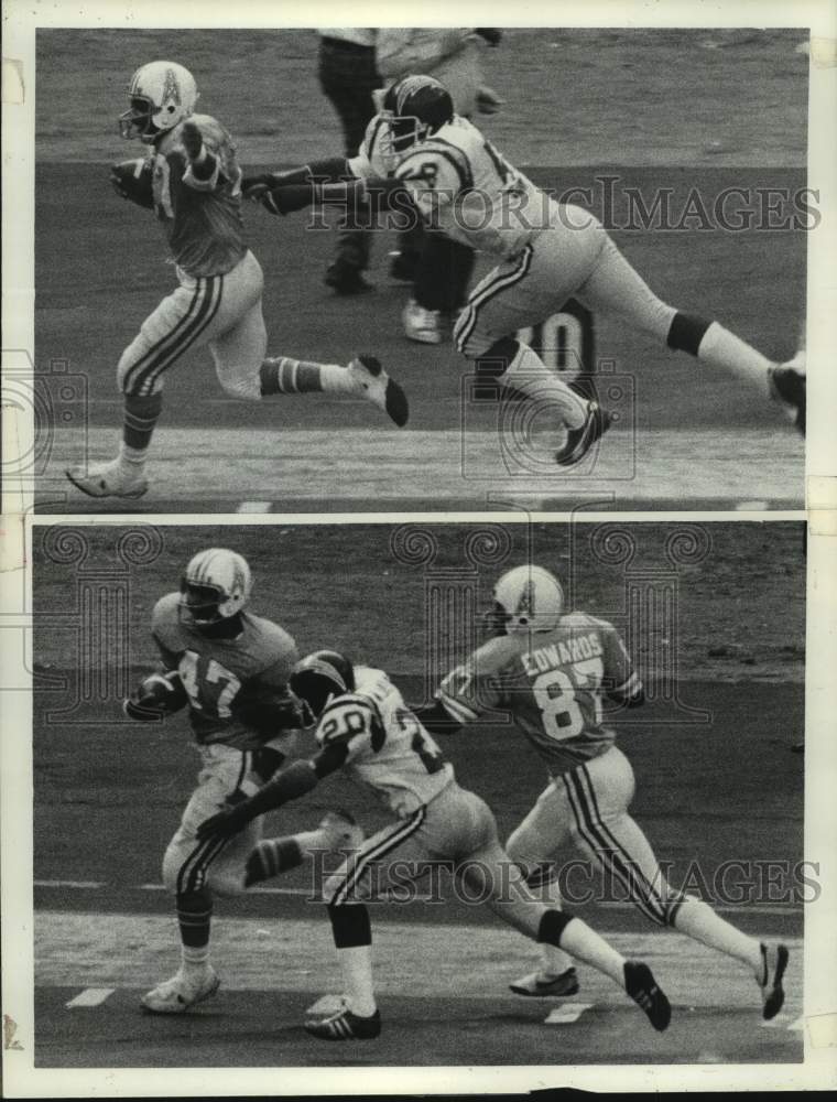 1975 Press Photo Oilers&#39; Ronnie Coleman tries to avoid being tackled by opponent- Historic Images