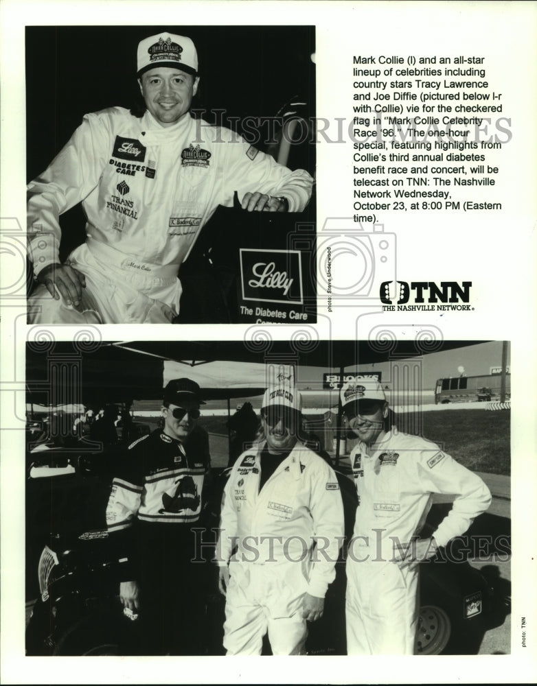 1996 Press Photo Mark Collie, Tracy Lawrence, Joe Diffie appear on TNN benefit.- Historic Images