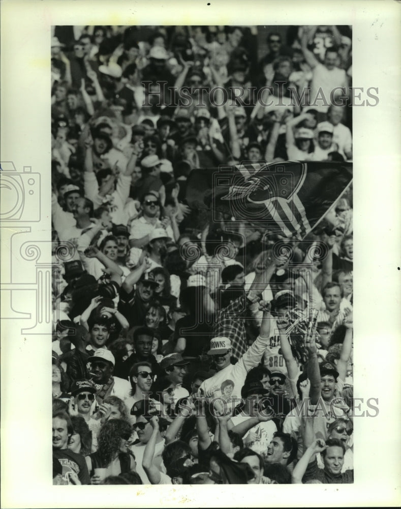 1989 Press Photo Fans cheer at a Houston Oilers - Cleveland Browns game.- Historic Images