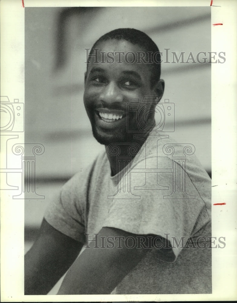 1986 Press Photo Houston Rockets rookie Buck Johnson. - hcs09018- Historic Images