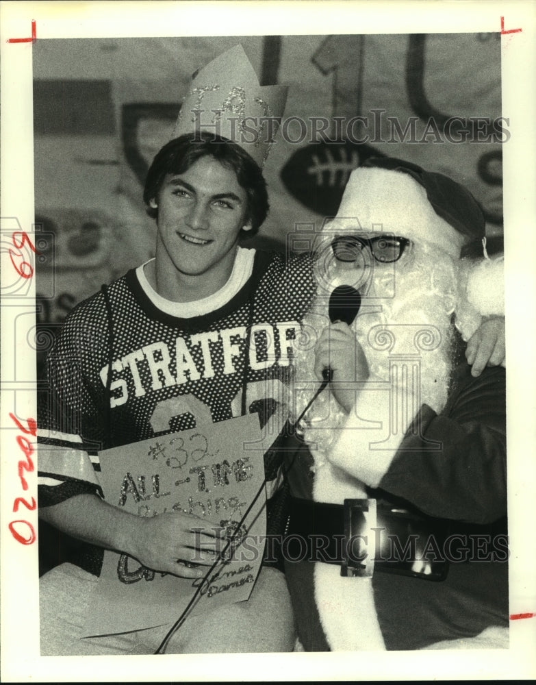 1978 Press Photo Stratford High Schools' Craig James asks Santa for state title- Historic Images