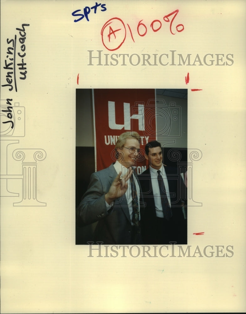 1991 Press Photo Houston coach John Jenkins and quarterback David Klingler.- Historic Images