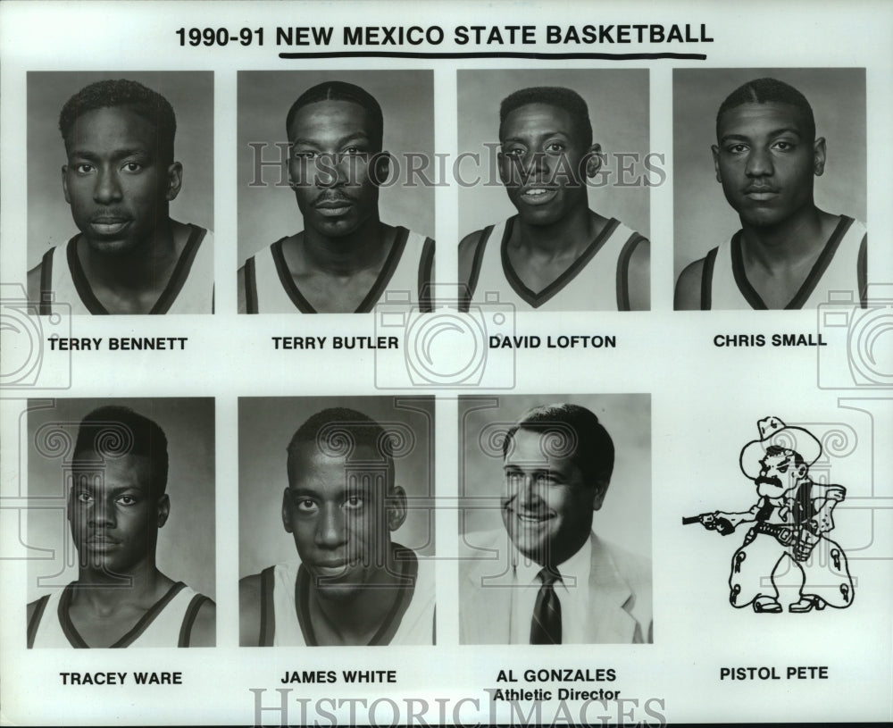 1990 Press Photo Members of the New Mexico State basketball team. - hcs09853- Historic Images