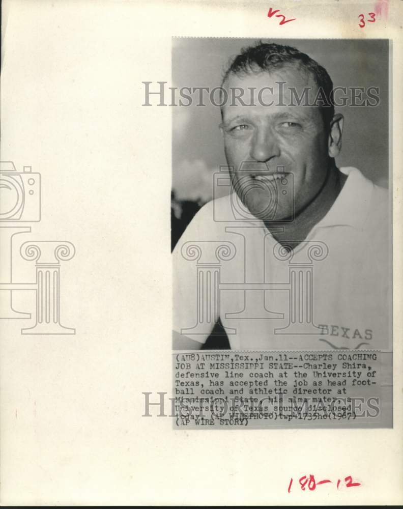 1967 Press Photo Charley Shire, new athletic director at Mississippi State- Historic Images