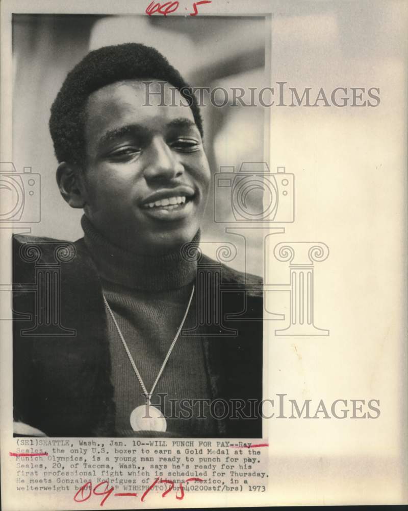 1973 Press Photo Olympic boxer Ray Seales ready for professional fight, Seattle- Historic Images