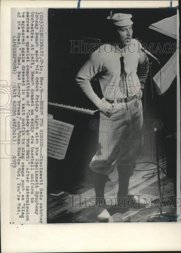 1973 Press Photo Reds catcher Johnny Bench debuts with Cincinnati Orchestra- Historic Images