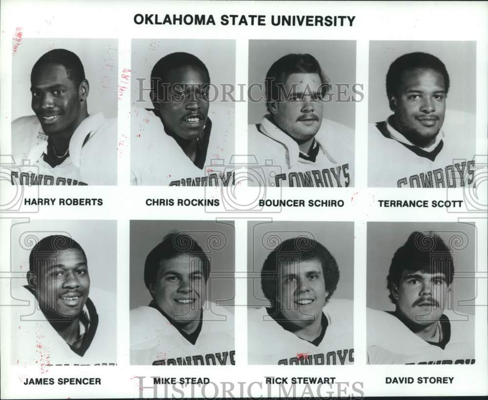 1986 Press Photo Football players for Oklahoma State University - hcs10943- Historic Images