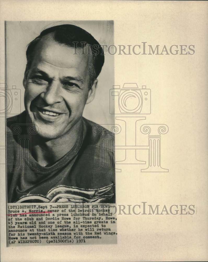 1971 Press Photo Bruce Norris, owner of the Detroit Hockey Club - hcs11402- Historic Images