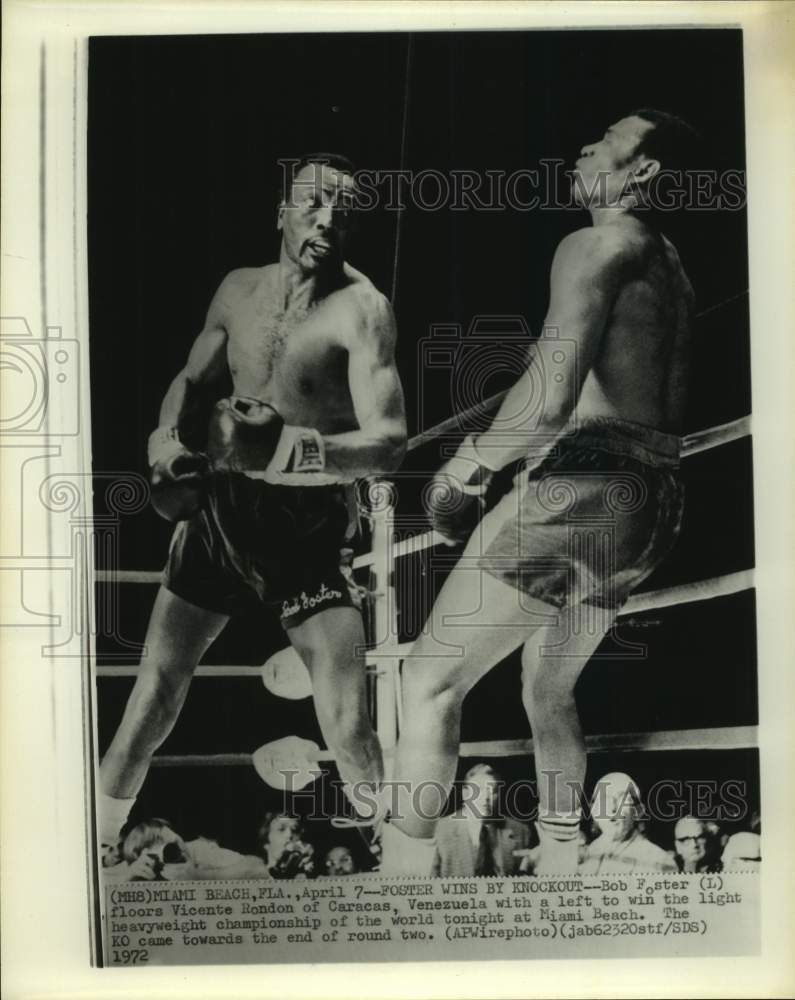 1983 Press Photo Bob Foster floors Vicente Rondon to win light heavyweight crown- Historic Images