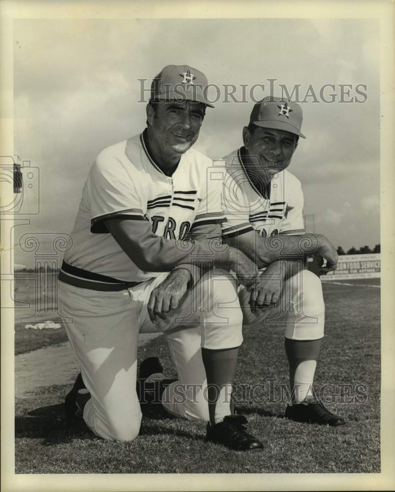 1973 Press Photo New Houston Astro coaches Preston Gomez and Grady Hatton.- Historic Images