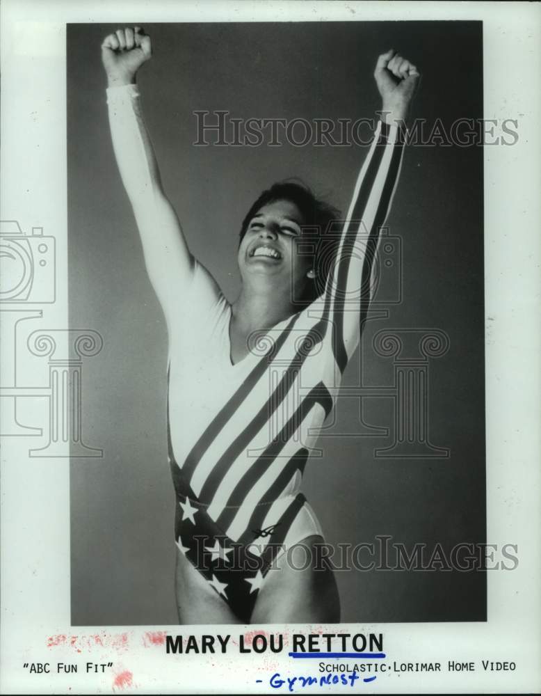 1985 Press Photo Gymnast Mary Lou Retton of &quot;ABC Fun Fit&quot; - hcs12157- Historic Images