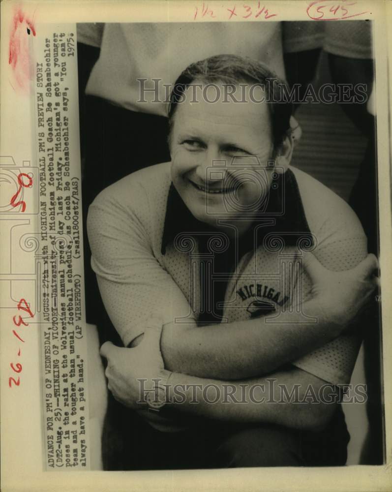 1975 Press Photo University of Michigan football coach Bo Schembechler.- Historic Images