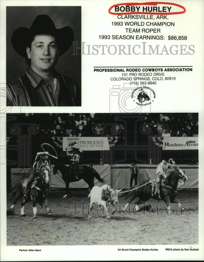 1994 Press Photo World Champion Team Roper Bobby Hurley. - hcs12453- Historic Images