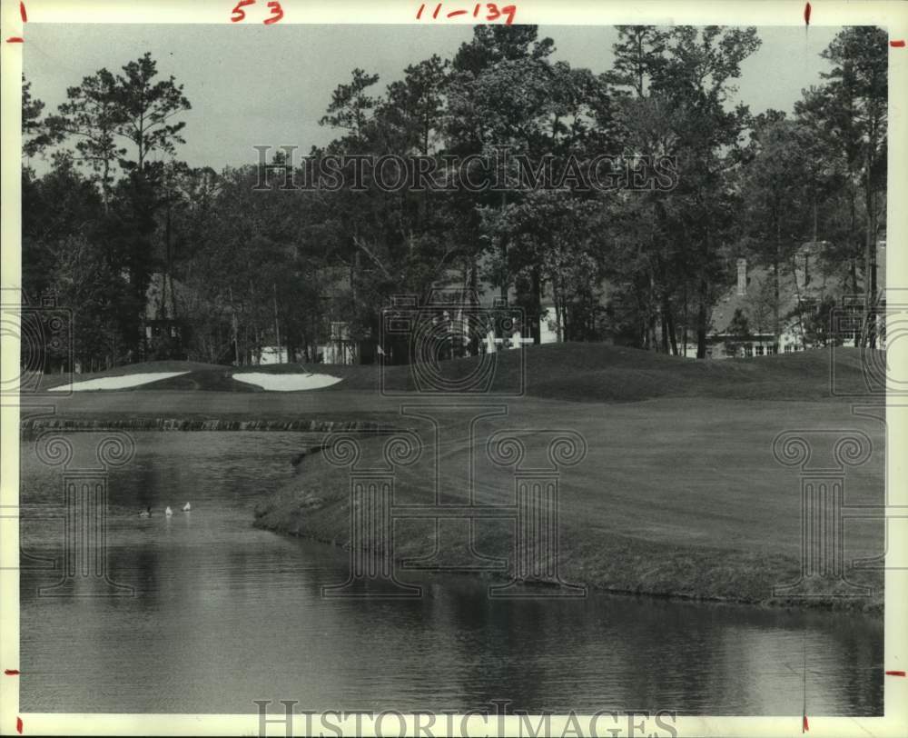 1985 Press Photo Shot of hole #7 on the course at Houston Open Golf Tournament.- Historic Images