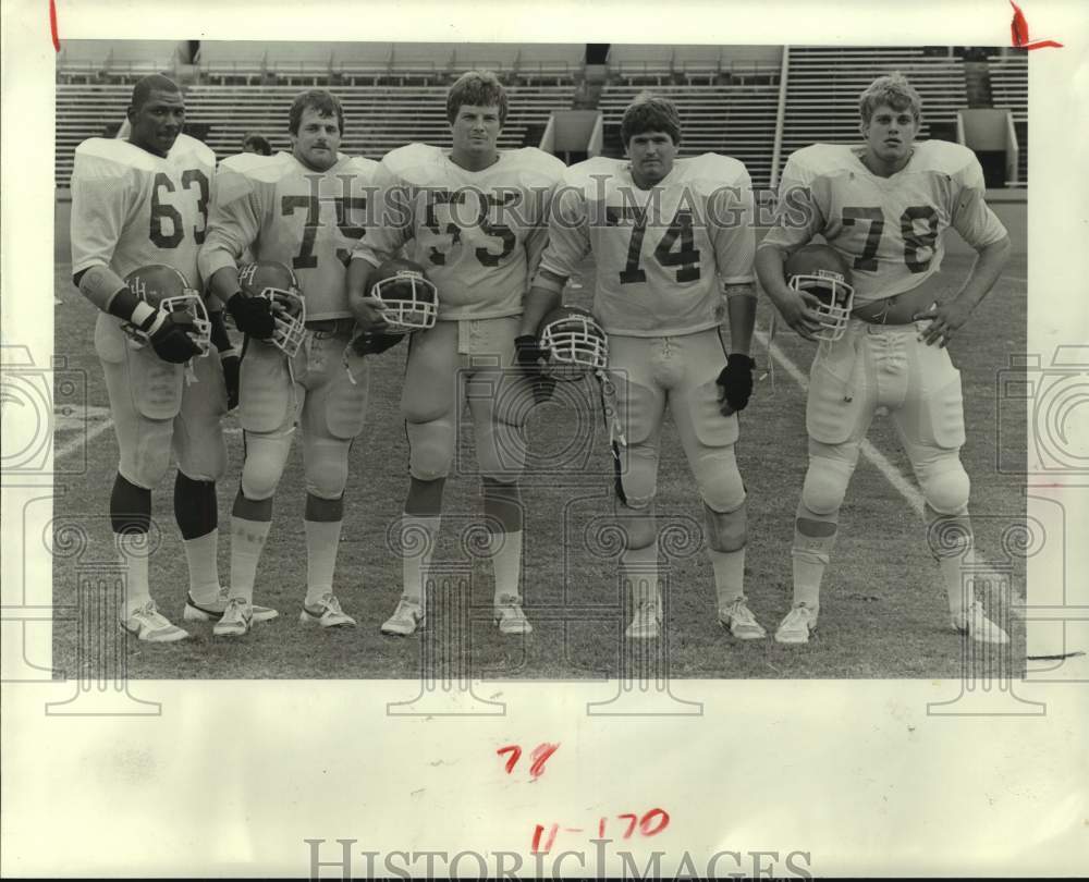 1984 Press Photo University of Houston&#39;s starting offensive linemen. - hcs12854- Historic Images